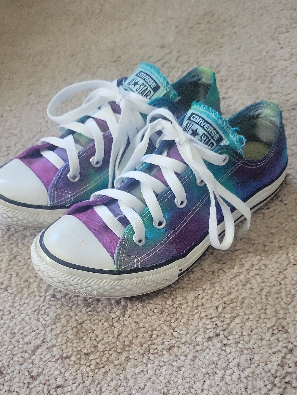 Ooak Converse Low Top Tie-Dye Sneakers - Purple, Teal, Green